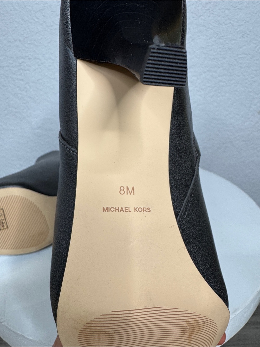 MICHAEL KORS SELENA HEELED BOOTIE STORM OMBRÉ GRAY BURNISHED LEATHER **NIB** - Picture 11 of 13